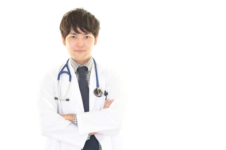 Portrait male doctor isolated on white backgroundの写真素材