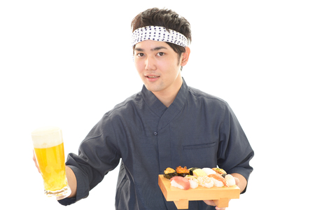 Portrait of a sushi chefの写真素材