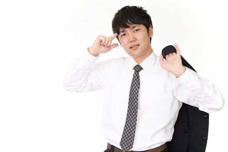 Portrait of businessman looking uneasy.の写真素材