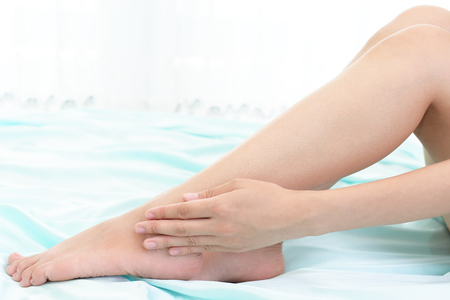 Woman who takes care of her legsの写真素材