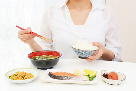 The woman who has a mealの写真素材