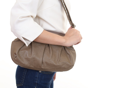 Woman with a shoulder bagの写真素材