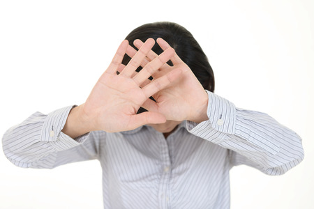 Woman saying no photosの写真素材