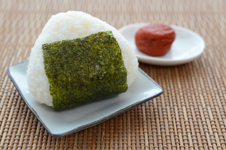 Rice ball with Pickled plumの写真素材