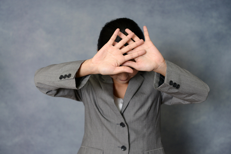 Woman saying no photosの写真素材