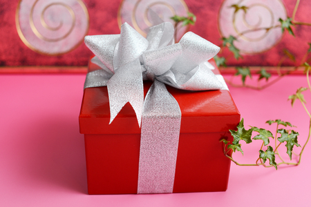 Red gift boxの写真素材