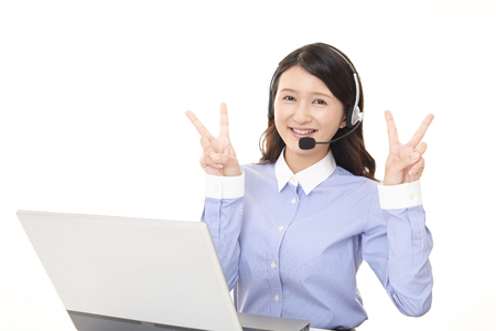 Smiling call center operatorの写真素材