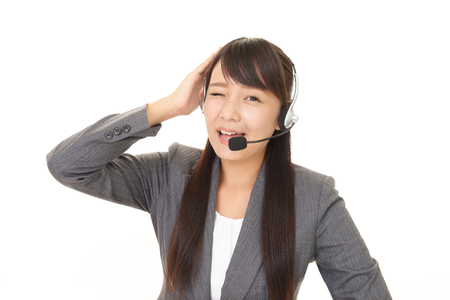 Disappointed call center operatorの写真素材