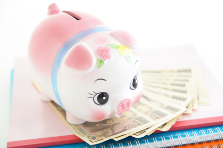 Piggy bank with moneyの写真素材
