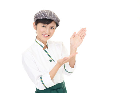 A smiling waitressの写真素材