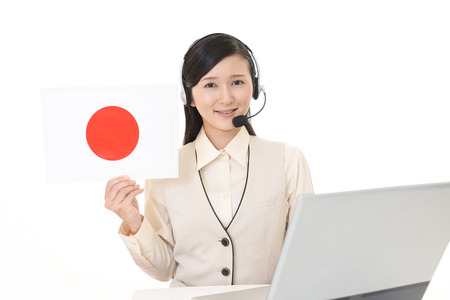 Smiling call center operatorの写真素材