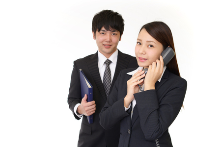 Smiling businessman and businesswomanの写真素材