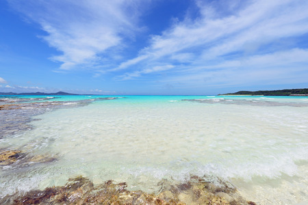 Summer sky and beautiful beach of Okinawaの写真素材