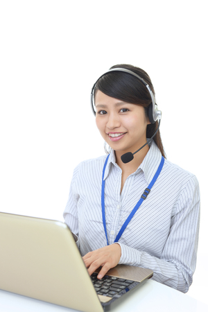 Smiling call center operatorの写真素材