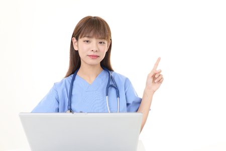 Smiling Asian medical doctorの写真素材