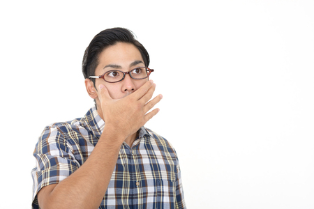 Surprised Asian manの写真素材