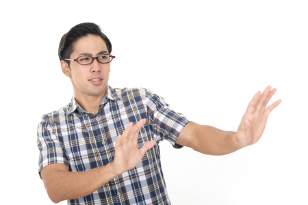The man is afraid of fearの写真素材