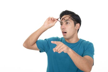 Surprised Asian manの写真素材