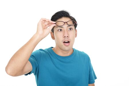 Surprised Asian manの写真素材