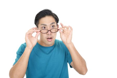 Surprised Asian manの写真素材
