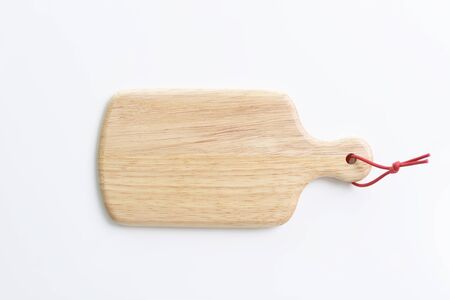 Wooden tray isolated on white backgroundの写真素材