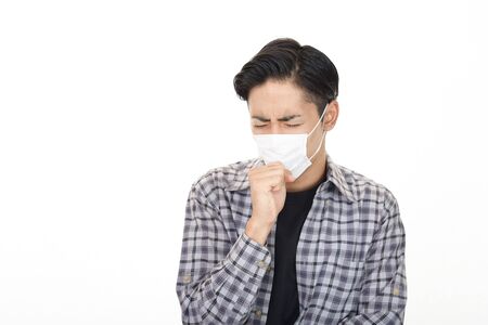 Man in bad condition having fluの写真素材