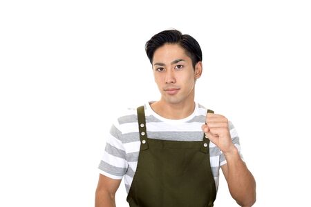 Smiling Asian waiterの写真素材