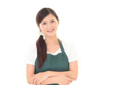 Portrait of an Asian housewifeの写真素材