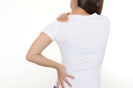 Woman who has a shoulder painの写真素材