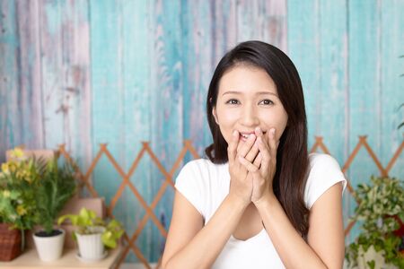 Woman smiling happyの写真素材