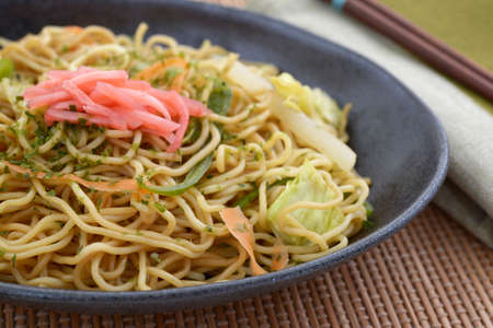 Japanese cuisine, fried noodles Yakisoba.の写真素材