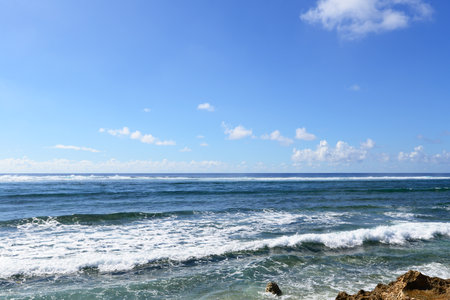 Beautiful beach with turquoise water and blue skyの写真素材