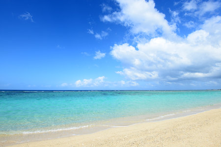 Beautiful beach and tropical sea at Okinawa, Japan. Nature background.の写真素材