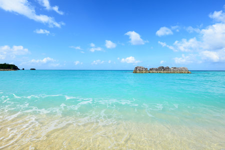 Beautiful tropical beach with turquoise water and white sandの写真素材