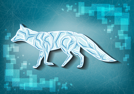 Ice fox illustration on frozen backgroundのイラスト素材