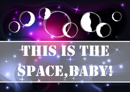 Space, the Moon and stars background with text exampleのイラスト素材