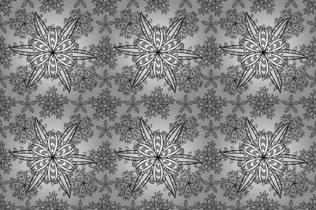 seamless pattern with doodles petals flowers on white background.の写真素材