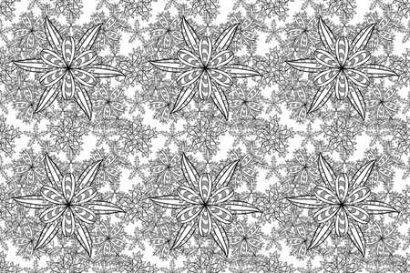seamless pattern with doodles petals flowers on white background.の写真素材