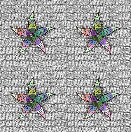 seamless gray doodles pattern. Floral style.の写真素材