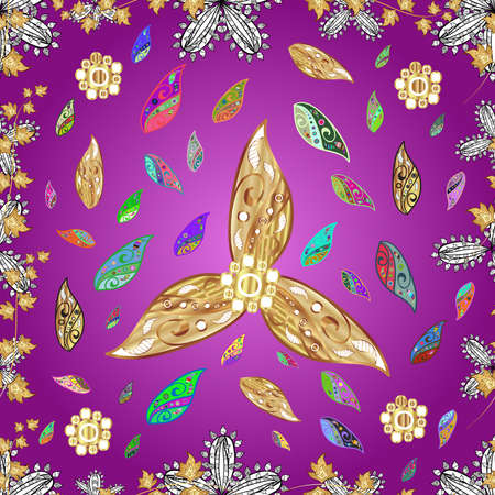 seamless doodles interesting pattern on colorful backgroundの写真素材