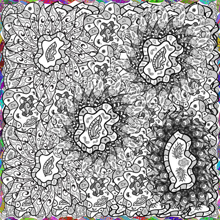 seamless doodles pattern with colorful background.の写真素材