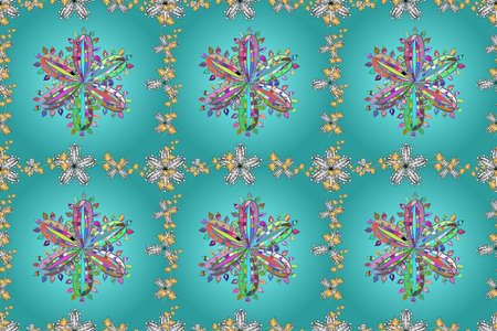 seamless colorful doodles pattern with petalsの写真素材
