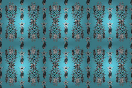 seamless pattern. Rater pano. White doodles. Colorful background.