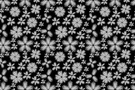 pano seamless raster floral pattern with white doodles flowersの写真素材