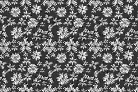 pano seamless raster floral pattern with white doodles flowersの写真素材