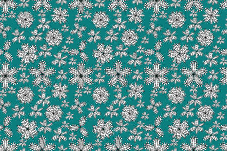 pano seamless raster floral pattern with white doodles flowersの写真素材