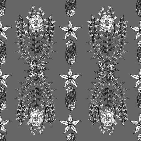 seamless texture on colorful background with doodles floral elementsの写真素材