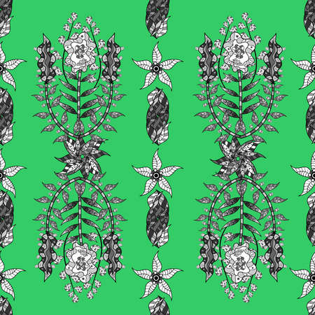 seamless texture on colorful background with doodles floral elements. Raster picture.の写真素材