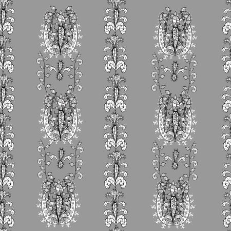 Seamless pattern with interesting doodles on colorfil background. Raster illustration.の写真素材