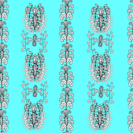 Seamless pattern with interesting doodles on colorfil background. Raster illustration.の写真素材
